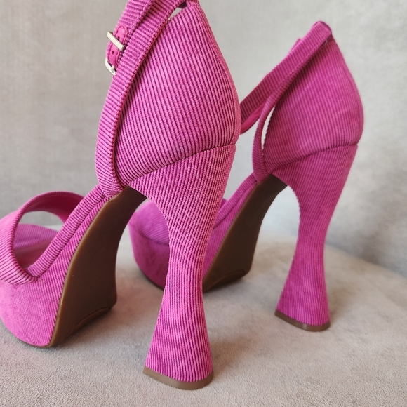 Chelsea & Violet platform sandals 7.5 pink corduroy Indi high heel Y2K new $100 - Picture 11 of 15